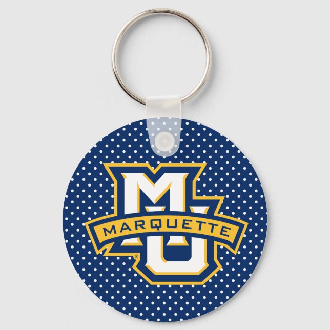 Marquette University Polka Dot Pattern Keychain (Front)