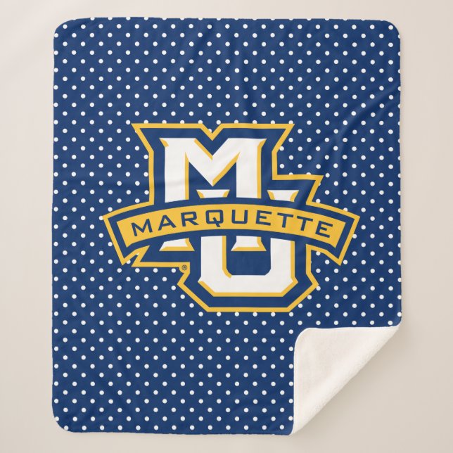 Marquette University Polka Dot Pattern Sherpa Blanket (Front)