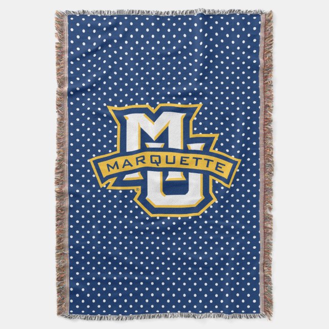 Marquette University Polka Dot Pattern Throw Blanket (Front Vertical)