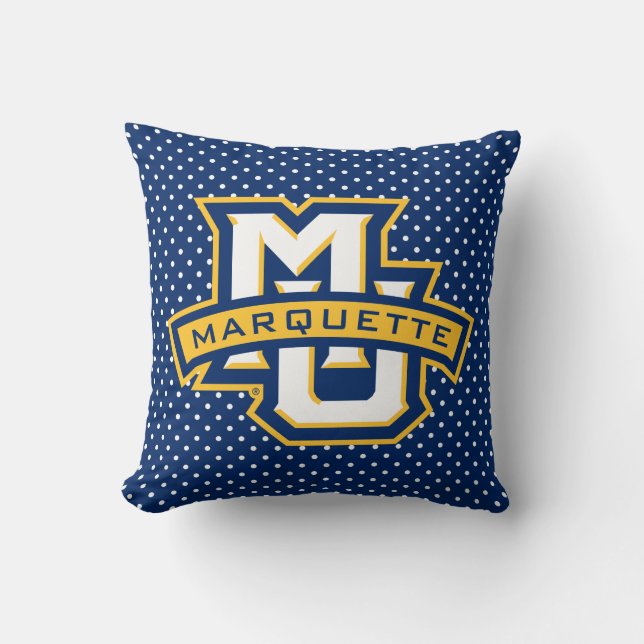 Marquette University Polka Dot Pattern Throw Pillow (Front)
