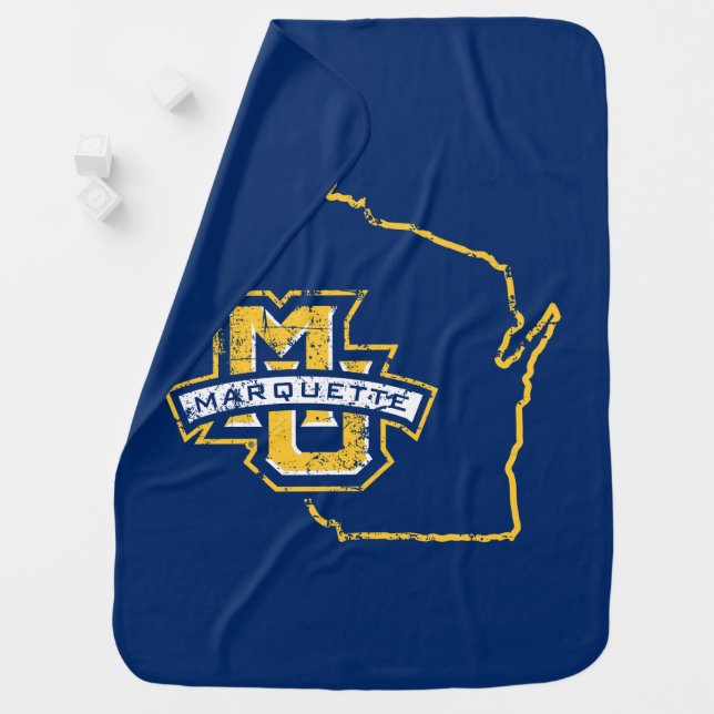 Marquette University State Love Baby Blanket (In Situ)