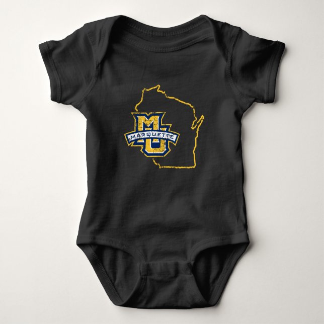 Marquette University State Love Baby Bodysuit (Front)