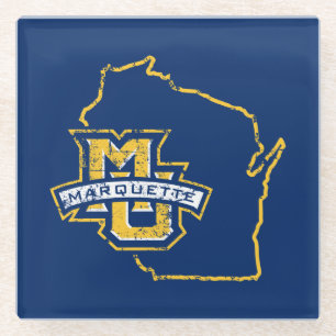 Marquette University State Love Glass Coaster