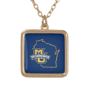 Marquette University State Love Gold Plated Necklace