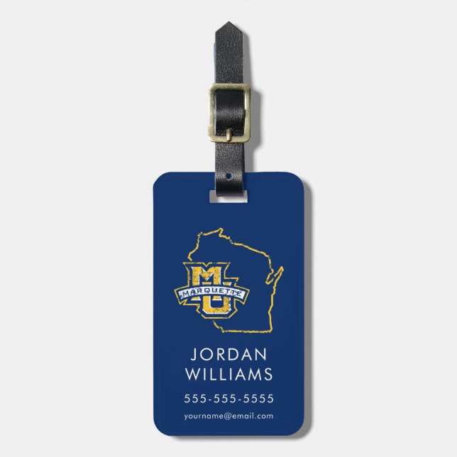 Marquette University State Love Luggage Tag (Front Vertical)