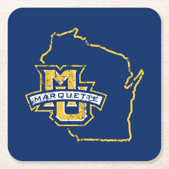 Marquette University State Love Square Paper Coaster (Front)