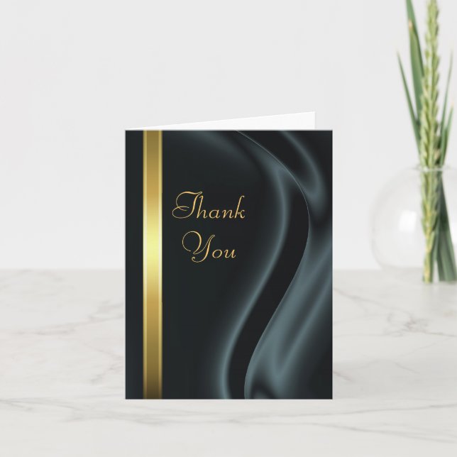 Marquis Black Silk Gold Thank You Notecard (Front)