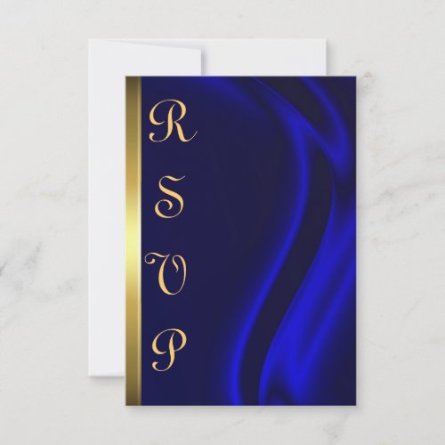 Marquis Blue Silk Gold RSVP Card
