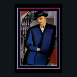 "Marquis d'Afflito" Art Deco Portrait by Lempicka Poster<br><div class="desc">Portrait of the Marquis d'Afflito (On a Staircase),  1926 Tamara de Lempicka 13 x 19</div>