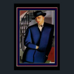 "Marquis d'Afflito" Art Deco Portrait by Lempicka Poster<br><div class="desc">Portrait of the Marquis d'Afflito (On a Staircase),  1926 Tamara de Lempicka 13 x 19</div>