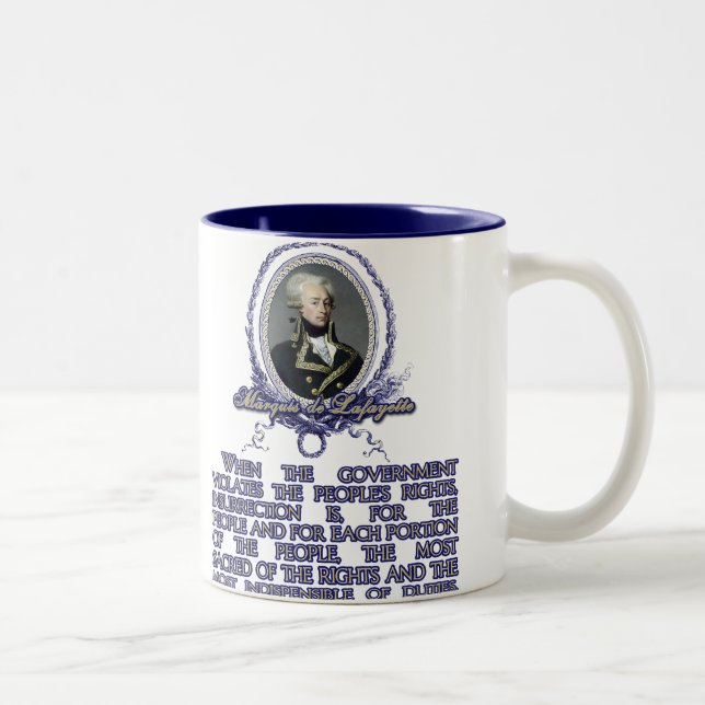 Marquis de Lafayette Quote on Insurrection Two-Tone Coffee Mug (Right)