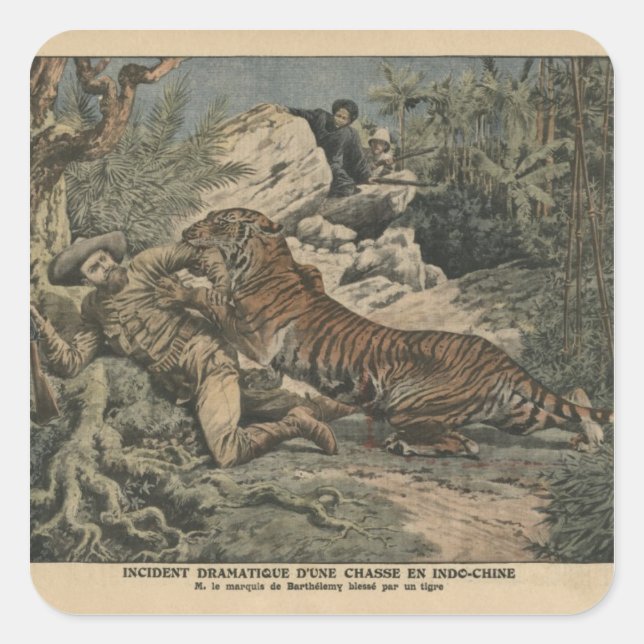 Marquis of Barthelemy wounded by a tiger Square Sticker (Front)
