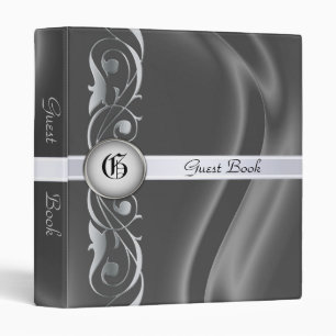 Marquis Pearl Silk Silver Scroll Guest Book Binder