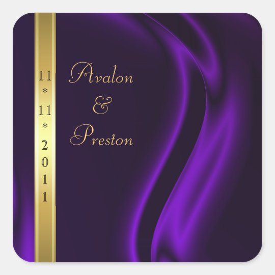 Marquis Purple Silk Gold Save The Date Sticker
