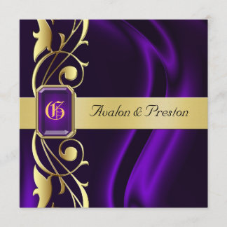Marquis Purple Silk Gold Scroll Jewel Invitation