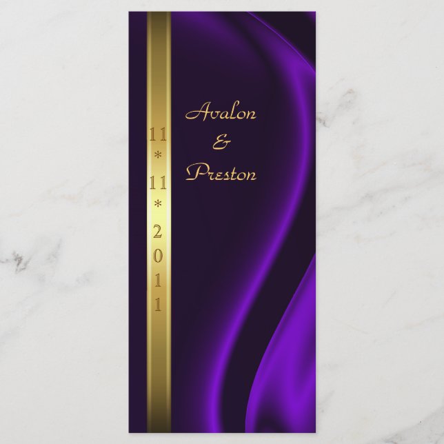 Marquis Purple Silk Gold Wedding Program (Front)