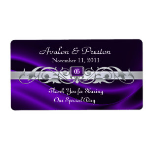 Marquis Purple Silk Silver Wine Wedding Label