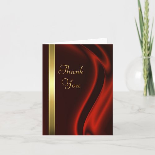 Marquis Red Silk Gold Thank You Notecard