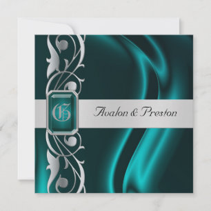Marquis Teal Silk Teal Jewel Invitation