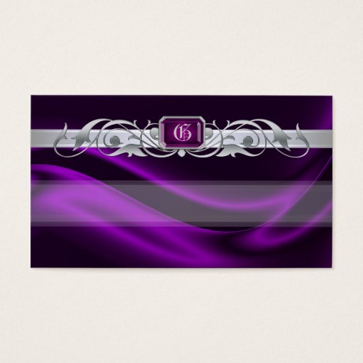 Customizable Marquis Violet Jewel Silver Scroll Favor Tags Business Card Template