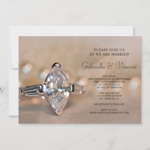 Marquise Diamond Engagement Ring Wedding Invitation