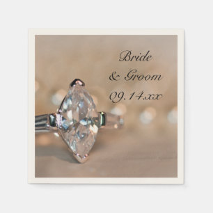 Marquise Diamond Engagement Ring Wedding Paper Napkins