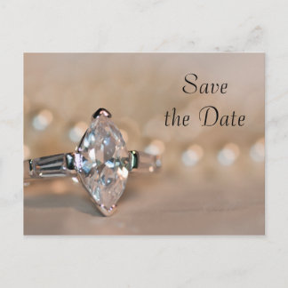 Marquise Diamond Ring Wedding Save the Date Announcement Postcard