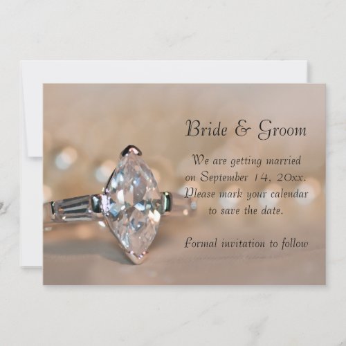 Marquise Diamond Ring Wedding Save the Date Invitation