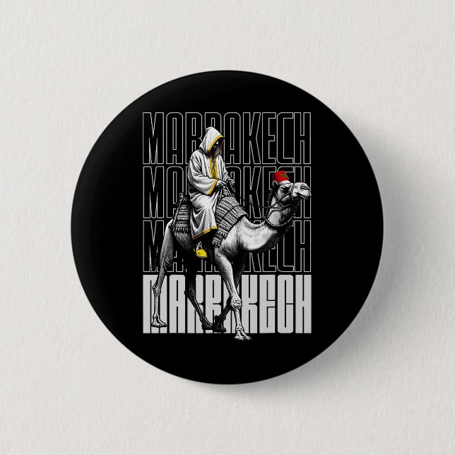 Marrakech Camel Sunset Morocco Flag Marrakesh Love Button (Front)