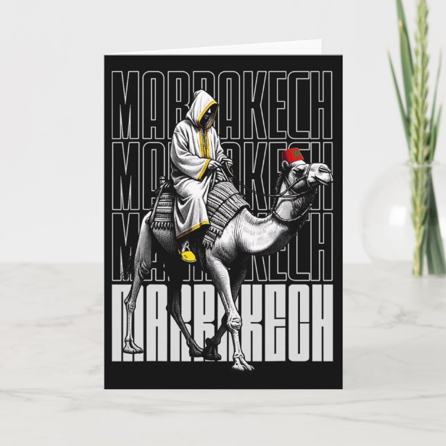 Marrakech Camel Sunset Morocco Flag Marrakesh Love Card (Front)