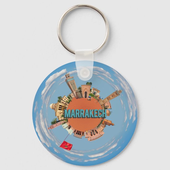 marrakech city little tiny planet morocco architec keychain (Front)