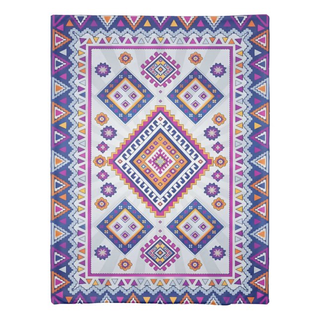 Marrakech Dream - Vibrant Moroccan Geometric Art Duvet Cover (Back)