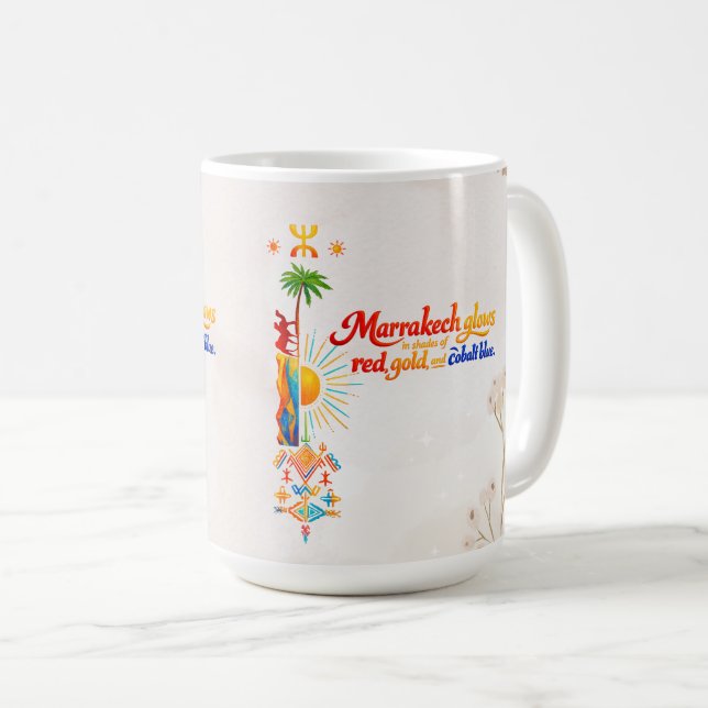 Marrakech Glows – Vibrant Moroccan Art Tee Coffee Mug (Front Right)