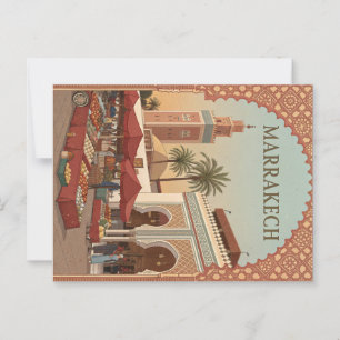 Marrakech Market and Arches Vintage Postcard