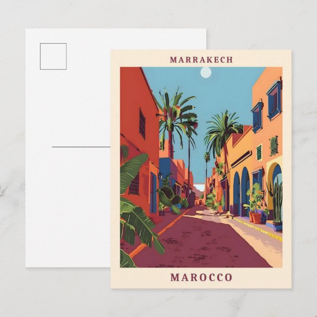 Marrakech Marocco Elegant Art Vintage Travel Postcard (Front/Back)