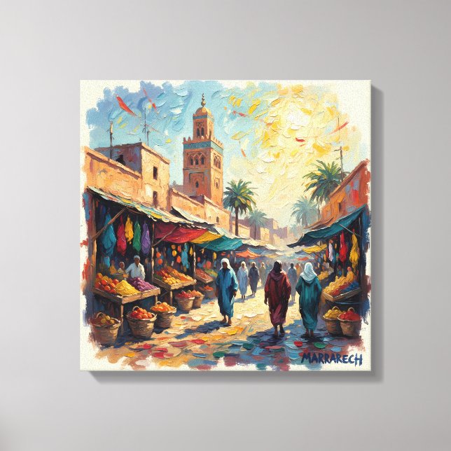Marrakech Medina Marketplace Stretched Canvas Print (Front)