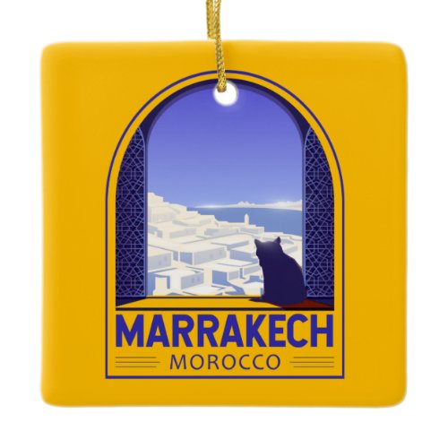 Marrakech Morocco Cat Retro Ceramic Ornament