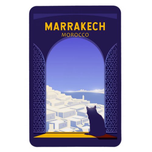Marrakech Morocco Cat Retro Magnet