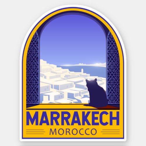Marrakech Morocco Cat Retro Sticker