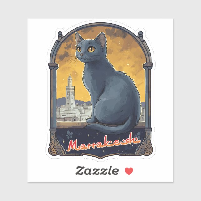 Marrakech Morocco Cat Retro Sticker (Sheet)