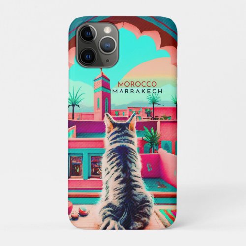 Marrakech Morocco Cat Travel Tourism Souvenir iPhone 11 Pro Case