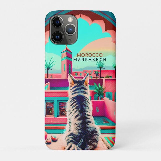 Marrakech Morocco Cat Travel Tourism Souvenir Case-Mate iPhone Case (Back)