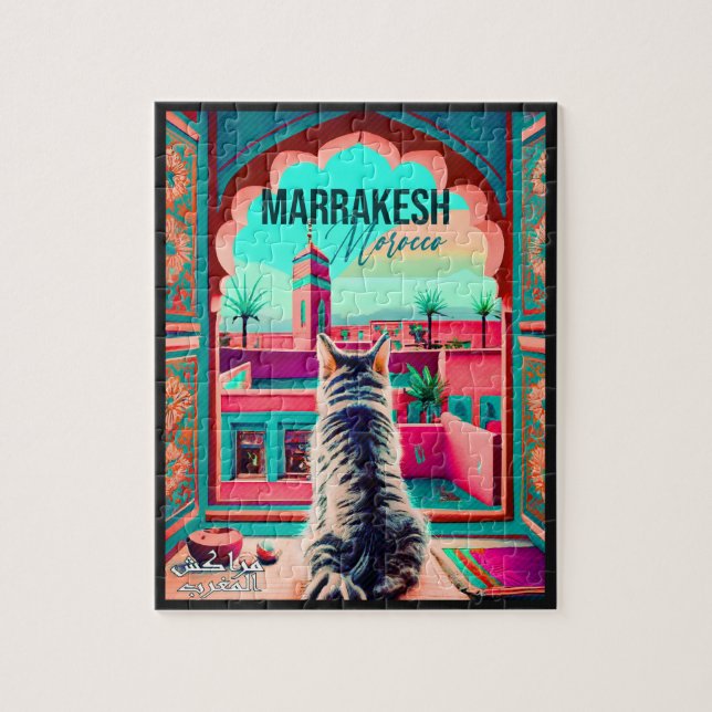 Marrakech Morocco Cat Travel Tourism Souvenir Jigsaw Puzzle (Vertical)