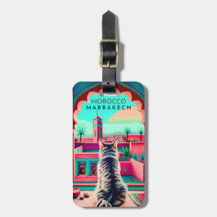Marrakech Morocco Cat Travel Tourism Souvenir Luggage Tag