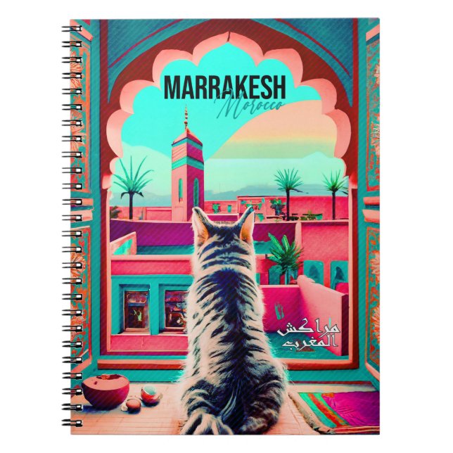 Marrakech Morocco Cat Travel Tourism Souvenir Notebook (Front)