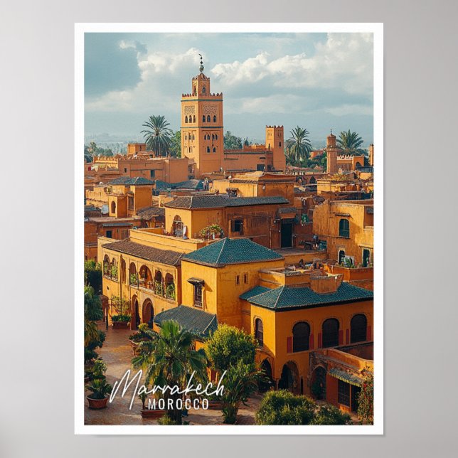 Marrakech Morocco city top view beautiful place Poster (Front)