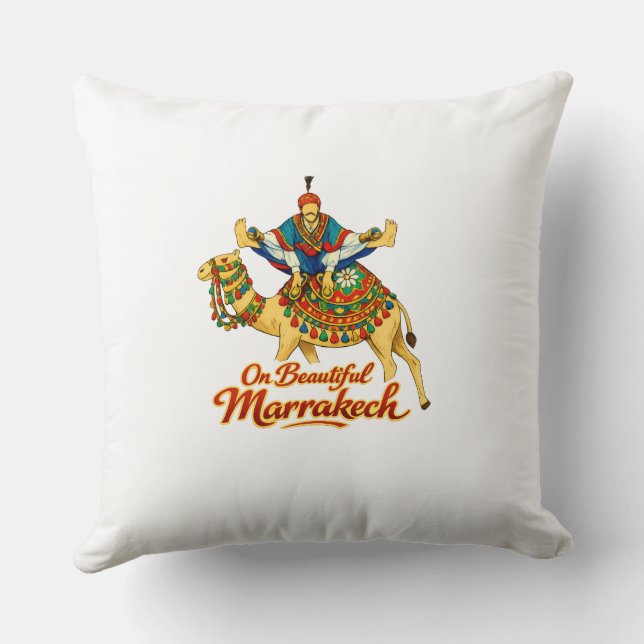Marrakech Morocco Design Vibrant Travel Art Throw Pillow (Back)
