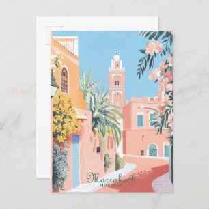 Marrakech Morocco Gouache Illustration Travel Postcard