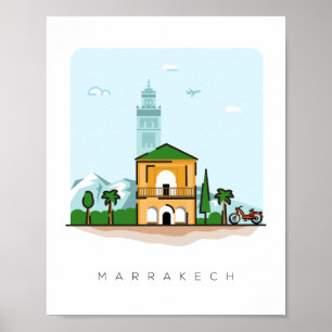 Marrakech Morocco illustration travel poster 