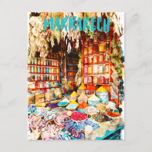 Marrakech Morocco Market Bazaar Postcard